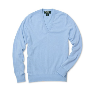 Country Club Lightweight Cashmere V-Neck - Light Blue